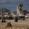 Palestinians gather on the beach front in Gaza City on July 3 2026.