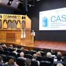 Prof. Gur Alroey, president of the University of Haifa, speaks Tuesday night at the launch of the Contemporary Antisemitism Studies Association (CASA) during the “Contemporary Antisemitism: Haifa 2026” conference.