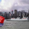 The Chinese People's Liberation Army (PLA) Navy frigate Hengyang (568) is seen past a PLA Navy ensign as it sails through Victoria Harbour during its arrival in Hong Kong for a five-day visit on July 2, 2026.