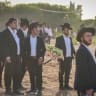 (Illustrative) Ultra-Orthodox Jewish men protest outside the Military Prison near Kfar Yona, central Israel, against the jailing of yeshiva student Shimon Biton for failing to comply with an Israeli military recruitment order, July 8, 2026. 