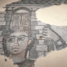 Samson carrying the gates of Gaza on his shoulders, the original mosaic from Huqoq is on display in the exhibition at the Yigal Allon Center, July 9, 2026.