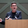 Andy Burnham, British member of parliament (MP) for Makerfield, delivers a speech at the People's History Museum in Manchester, Britain, June 29, 2026. 