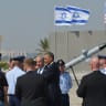 US President Barack Obama (C-R), escorted by Israeli Prime Minister Benjamin Netanyahu (C-L), view battery of Iron Dome, short-range missile defence system during a welcome ceremony at Ben Gurion International Airport on March 20, 2013 near Tel Aviv. 