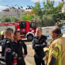 Firefighters and rescue crews are responding to a fire in a residential building in Tayibe. July 10, 2026.