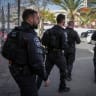[FILE PHOTO] Police at the scene of a stabbing attack at the central bus station in Beer Sheva, southern Israel, on March 31, 2024. 