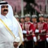  Qatari emir Sheikh Hamad bin Khalifa al- Qatari emir Sheikh Hamad bin Khalifa al-Thani reviews the Bulgarian honour guard during his welcoiming ceremony in Sofia on April 14, 2009. 