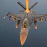A US Air Force F-16 fighter jet refuels during a patrol over the Middle East, pictured in an image shared by US Central Command on July 12, 2026.