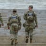 Members of the US National Guard walk up the steps to the Lincoln Memorial on July 9, 2026.
