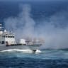 South Korean Navy PKMR-class Fast Patrol Boat fires during a fleet review to mark the 80th anniversary of the Navy's founding, in the waters off Busan, South Korea, September 26, 2025.