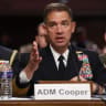 Commander of US Central Command (CENTCOM) Navy Adm. Brad Cooper testifies during a Senate Armed Services Committee hearing in the Dirksen Senate Office Building on Capitol Hill on May 14, 2026 in Washington, DC.