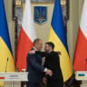 Ukrainian President Volodymyr Zelensky meets with Polish Prime Minister Donald Tusk during a bilateral meeting on February 5, 2026 in Kyiv, Ukraine. 