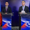 Deputy Prime Minister and Minister of Foreign Affairs of the Czech Republic Petr Macinka and Israeli Foreign Minister Gideon Saar hold a joint press conference in Tel Aviv, Israel, July 14, 2026. 