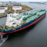The VLCC Mobassa B (previously named Front Forth), one of the two tankers which the UAE defense ministry said was struck by Iranian cruise missiles while transiting the Strait of Hormuz, seen in Rotterdam, Netherlands, August 18, 2024