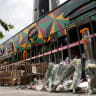 Aftermath of a deadly fire at a pub in Bangkok.