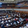 MK's attend a plenum session and a vote on a bill to split the duties and powers currently held by the attorney general between two separate officeholders, at the assembly hall of the Knesset, the Israeli parliament in Jerusalem, July 15, 2026. 