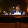 Jay Clayton, US President Donald Trump's nominee to be Director of National Intelligence, testifies during a Senate Intelligence Committee confirmation hearing on Capitol Hill in Washington.