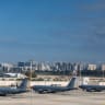 US Air Force Boeing KC-135 Stratotanker aerial refueling aircraft are parked at Ben Gurion International Airport near Tel Aviv on February 25, 2026.