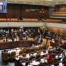 The Knesset plenum is seen during a vote on the communications reform, in Jerusalem, July 16, 2026