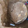 A fragment of an ancient stele dating to the reign of the Assyrian King Ashurbanipal found in Iraq's Nineveh province, July 17, 2026.