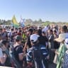 Demonstartors participate in a march to Gaza organized by the far-right Nahala settler movement, July 19, 2026.