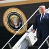 US President Donald Trump steps off Air Force One upon arrival at John F. Kennedy International Airport in New York, New York on July 17, 2026.