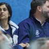 US Vice President JD Vance with his wife Usha Vance visit the preliminary women ice hockey group A match of Milano Cortina 2026 Winter Olympics between USA vs Czech Republic at Milano Rho Ice Hockey Arena on February 5, 2026 in Milan, Italy. 