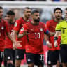 Mohamed Salah and teammates of Egypt complain to referee Francois Letexier during the FIFA World Cup 2026 Round of 16 match between Argentina and Egypt on July 7.