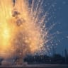 Unexploded ordinance, an artillery shell containing white phosphorous, is detonate