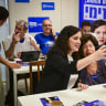 Naama Lazimi, a Member of Knesset and candidate in The Democrats party primaries, is seen at her campaign headquarters on the day of the party’s primary election in Tel Aviv, Israel, July 20, 2026.