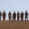 The IRGC clerics prepare for the funeral of Iran's slain supreme leader Ali Khamenei at the Grand Mosalla in Tehran on July 3, 2026. 