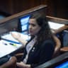 MK Naama Lazimi attends a plenum session at the assembly hall of the Knesset, the Israeli parliament in Jerusalem, July 8, 2026.
