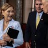 US Senator for South Carolina Darline Graham Nordone, sister of late Senator Lindsey Graham, reacts after being ceremonially sworn in by US Senate President pro tempore Chuck Grassley (R-IA) during an event on Capitol Hill in Washington, DC, US, July 14, 2026.  