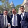 Yosef, Henry and Joseph Hamra in front of the US Capitol in 2025. 