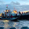 Rescue efforts progress after MV Barima, a ferry carrying people, capsized off the coast of Guyana in South America, in this handout image released on July 19, 2026.  