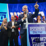 Yair Golan, chairman of The Democrats party, with party members following the announcement of the results of The Democrats party primaries ahead of the upcoming elections, in Tel Aviv, Israel, July 20, 2026.