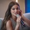 Noa Kirel speaks during a press conference in Ra’anana on February 17, 2026, ahead of her upcoming concert at Park HaYarkon.