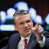 US Secretary of Defense Pete Hegseth gestures as he testifies during a Senate Appropriations Committee hearing on US President Donald Trump's supplemental funding request for the Department of Defense, in Washington.