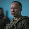  Oleksandr Syrskyi, the commander of the Ukrainian Ground Forces, awards Ukrainian fighters of the 10th Mountain Assault Brigade “Edelweiss” in the Soledar direction on July 2, 2023 in Donetsk Oblast, Ukraine.