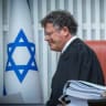 Supreme Court President Isaac Amit and ten Supreme Court justices arrive for a hearing on petitions against the change to the composition of the Judicial Selection Committee, at the Supreme Court in Jerusalem, June 21, 2026. 