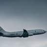 A US Navy Boeing P-8A Poseidon aircraft in flight at Lann Bihoue in France on June 10, 2018.