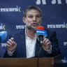 Minister of Finance and Head of the Religious Zionist Party Bezalel Smotrich leads a faction meeting at the Knesset, the Israeli parliament in Jerusalem, July 6, 2026.