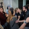 Bereaved families opposing a state commission of inquiry protest outside a hearing on a petition demanding the formation of a state commission of inquiry into the October 7 massacre at the Supreme Court in Jerusalem, April 23, 2026.