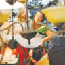 Dancing to Hayati with cast in a lantern shop in Shuk Hapishpishim.