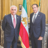 IRAN’S CROWN PRINCE Reza Pahlavi (left) stands alongside Mazyar Maximilien Jazani at their meeting a few weeks ago. Jazani, who left Iran as a child and made his name as a lawyer in France, has publicly backed the exiled royal for leading a transitional governing body in Iran.