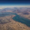 An aerial view of the island of Qeshm, separated from the Iranian mainland by the Clarence Strait, December 10, 2023.