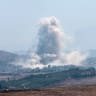 An explosion takes place in an area controlled by Israel in southern Lebanon, as seen from the edge of Zawtar al-Gharbiyeh, Lebanon, July 23, 2026.