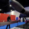 An Iranian Shahed Drone is displayed by the United Against Nuclear Iran at the Conservative Political Action Conference (CPAC) annual meeting in National Harbor, Maryland, U.S., February 22, 2025.