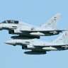 Kuwaiti Air Force Eurofighter Typhoon fighter aircraft fly over during an airshow commemorating Kuwait's 65th Independence Day in Kuwait City on February 25, 2026.
