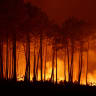 Smoke rises as flames burn during a wildfire at Ares, Grionde, amongst worsening drought conditions following a heatwave and water shortages across much of France, July 25, 2026.