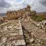 View of a graffiti painted, in the ancient archeological site of Sebastia, near the West Bank city of Nablus, May 12, 2025. 